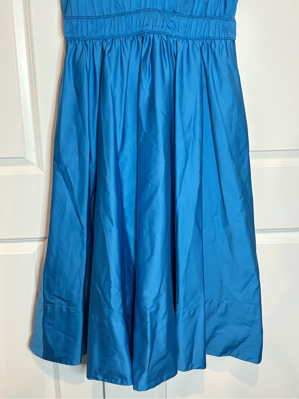 Roksanda Collective Vibrant Blue Red Trim V-neck Sleeveless Flare Midi Dress 8 - Picture 5 of 13
